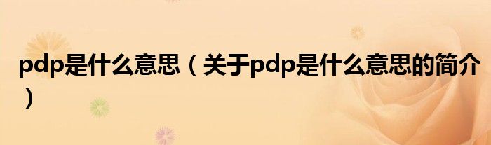 pdp是什么意思（關(guān)于pdp是什么意思的簡(jiǎn)介）