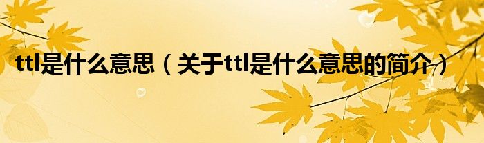 ttl是什么意思（關(guān)于ttl是什么意思的簡(jiǎn)介）