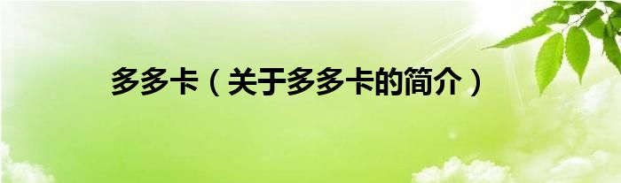 多多卡（關(guān)于多多卡的簡介）