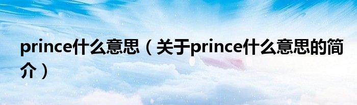 prince什么意思（關(guān)于prince什么意思的簡介）