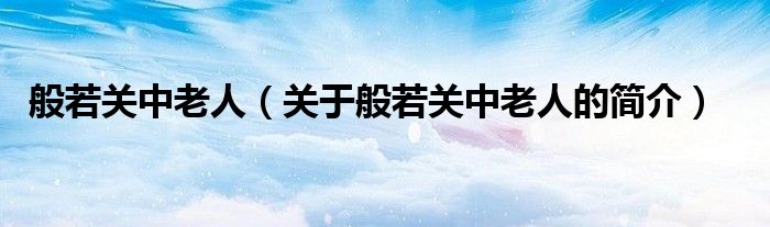 般若關(guān)中老人（關(guān)于般若關(guān)中老人的簡(jiǎn)介）