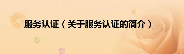 服務(wù)認(rèn)證（關(guān)于服務(wù)認(rèn)證的簡介）