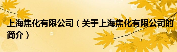 上海焦化有限公司（關(guān)于上海焦化有限公司的簡(jiǎn)介）