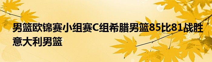 男籃歐錦賽小組賽C組希臘男籃85比81戰(zhàn)勝意大利男籃