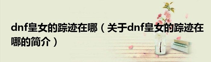 dnf皇女的蹤跡在哪（關(guān)于dnf皇女的蹤跡在哪的簡(jiǎn)介）