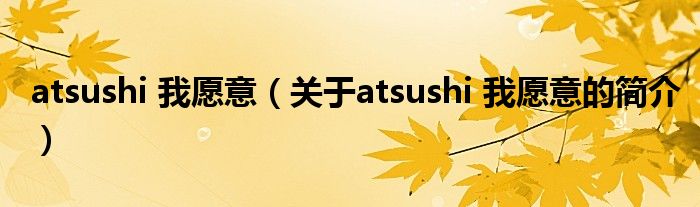 atsushi 我愿意（關(guān)于atsushi 我愿意的簡介）