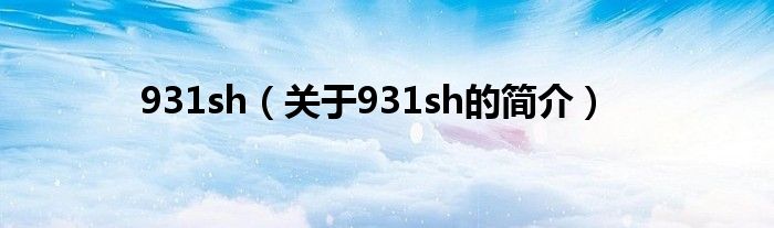 931sh（關(guān)于931sh的簡(jiǎn)介）