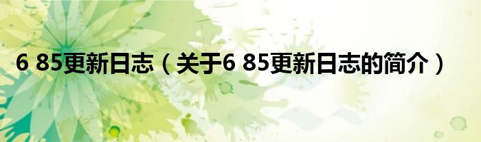 6 85更新日志（關(guān)于6 85更新日志的簡(jiǎn)介）