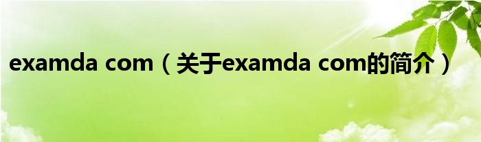 examda com（關(guān)于examda com的簡(jiǎn)介）