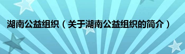 湖南公益組織（關(guān)于湖南公益組織的簡介）