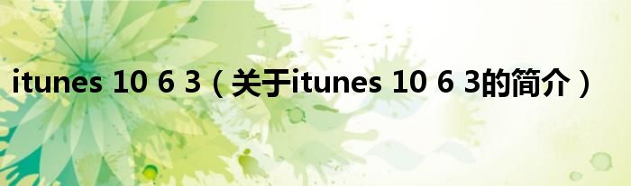 itunes 10 6 3（關(guān)于itunes 10 6 3的簡介）