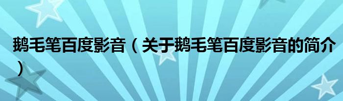 鵝毛筆百度影音（關于鵝毛筆百度影音的簡介）