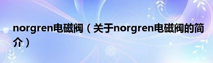 norgren電磁閥（關(guān)于norgren電磁閥的簡介）