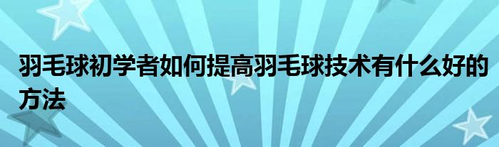 羽毛球初學者如何提高羽毛球技術(shù)有什么好的方法