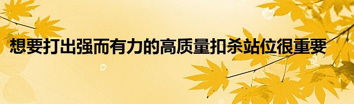 想要打出強(qiáng)而有力的高質(zhì)量扣殺站位很重要