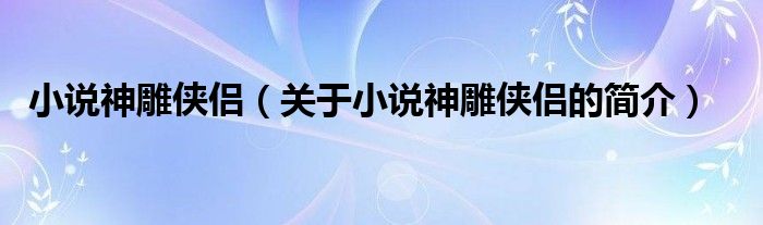 小說神雕俠侶（關(guān)于小說神雕俠侶的簡介）