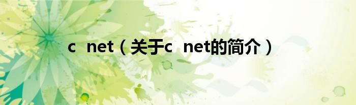 c  net（關(guān)于c  net的簡介）