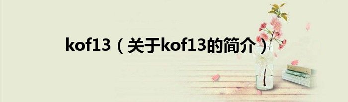 kof13（關(guān)于kof13的簡介）