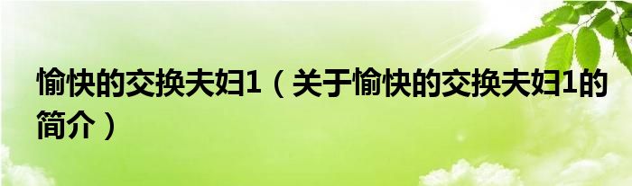 愉快的交換夫婦1（關(guān)于愉快的交換夫婦1的簡(jiǎn)介）