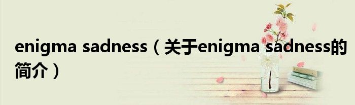 enigma sadness（關(guān)于enigma sadness的簡(jiǎn)介）