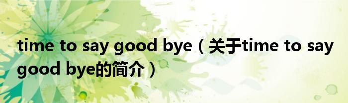 time to say good bye（關(guān)于time to say good bye的簡介）