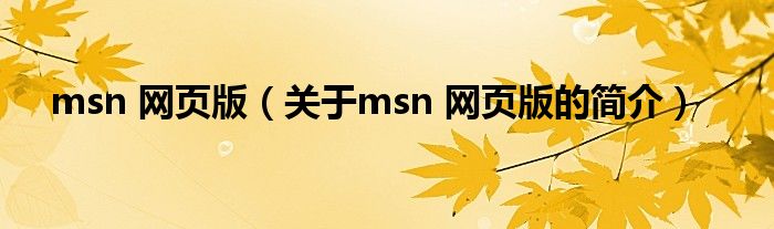 msn 網(wǎng)頁(yè)版（關(guān)于msn 網(wǎng)頁(yè)版的簡(jiǎn)介）