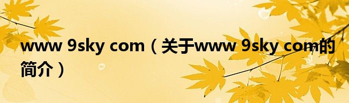 www 9sky com（關(guān)于www 9sky com的簡介）