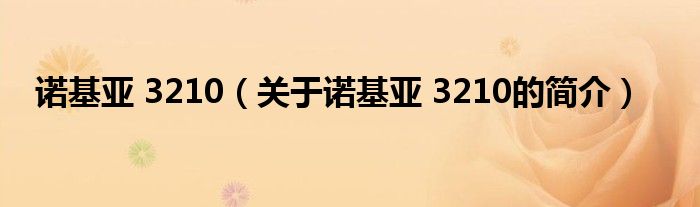 諾基亞 3210（關(guān)于諾基亞 3210的簡(jiǎn)介）