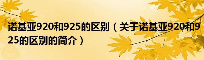 諾基亞920和925的區(qū)別（關(guān)于諾基亞920和925的區(qū)別的簡介）