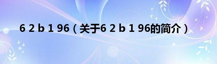 6 2 b 1 96（關(guān)于6 2 b 1 96的簡(jiǎn)介）