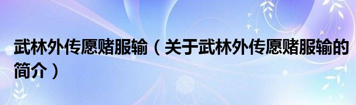 武林外傳愿賭服輸（關(guān)于武林外傳愿賭服輸?shù)暮?jiǎn)介）