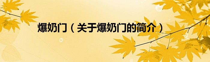 爆奶門（關(guān)于爆奶門的簡(jiǎn)介）