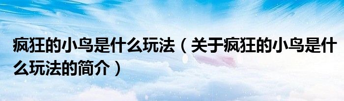 瘋狂的小鳥是什么玩法（關(guān)于瘋狂的小鳥是什么玩法的簡(jiǎn)介）