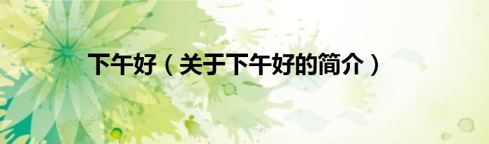 下午好（關(guān)于下午好的簡(jiǎn)介）