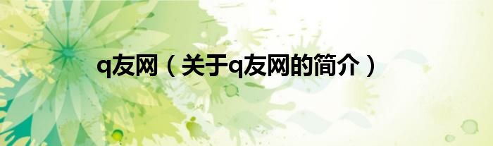 q友網(wǎng)（關(guān)于q友網(wǎng)的簡介）