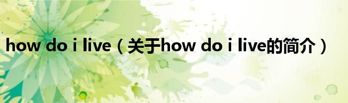 how do i live（關(guān)于how do i live的簡(jiǎn)介）