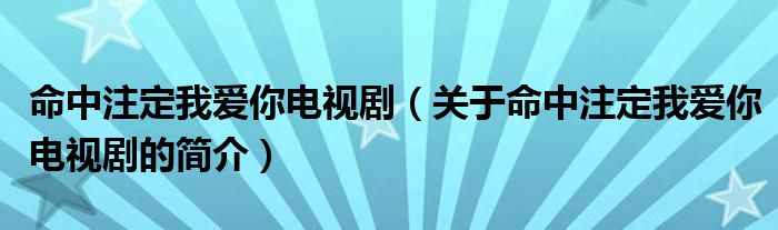 命中注定我愛你電視?。P(guān)于命中注定我愛你電視劇的簡(jiǎn)介）