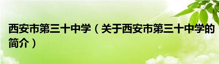 西安市第三十中學（關于西安市第三十中學的簡介）