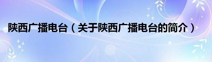 陜西廣播電臺（關(guān)于陜西廣播電臺的簡介）