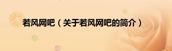 若風(fēng)網(wǎng)吧（關(guān)于若風(fēng)網(wǎng)吧的簡(jiǎn)介）