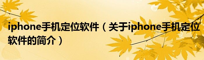 iphone手機(jī)定位軟件（關(guān)于iphone手機(jī)定位軟件的簡介）