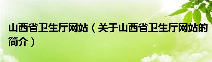 山西省衛(wèi)生廳網(wǎng)站（關于山西省衛(wèi)生廳網(wǎng)站的簡介）