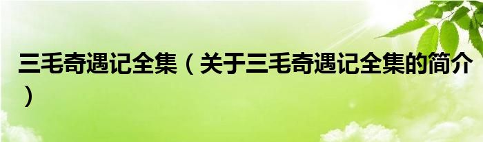 三毛奇遇記全集（關(guān)于三毛奇遇記全集的簡介）