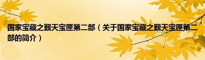 國家寶藏之覲天寶匣第二部（關于國家寶藏之覲天寶匣第二部的簡介）