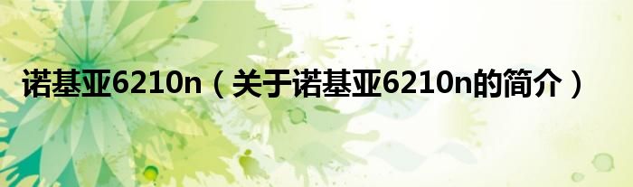 諾基亞6210n（關(guān)于諾基亞6210n的簡(jiǎn)介）