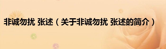 非誠勿擾 張述（關(guān)于非誠勿擾 張述的簡介）