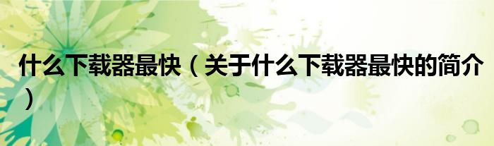 什么下載器最快（關(guān)于什么下載器最快的簡(jiǎn)介）