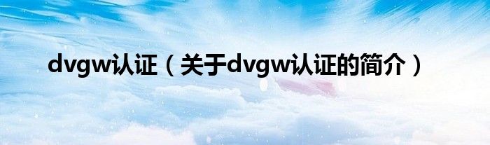 dvgw認(rèn)證（關(guān)于dvgw認(rèn)證的簡介）