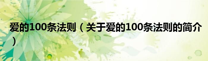 愛的100條法則（關(guān)于愛的100條法則的簡(jiǎn)介）