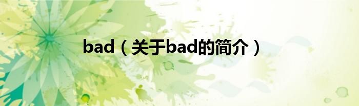 bad（關(guān)于bad的簡(jiǎn)介）